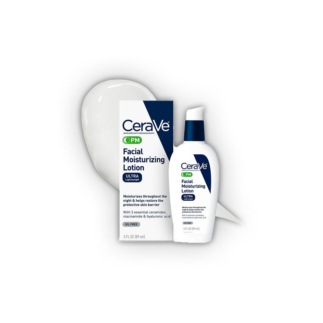 CeraVe PM Facial Moisturizing Lotion | Night Cream with Hyaluronic Acid & Niacinamide | Oil-Free Lightweight Moisturizer